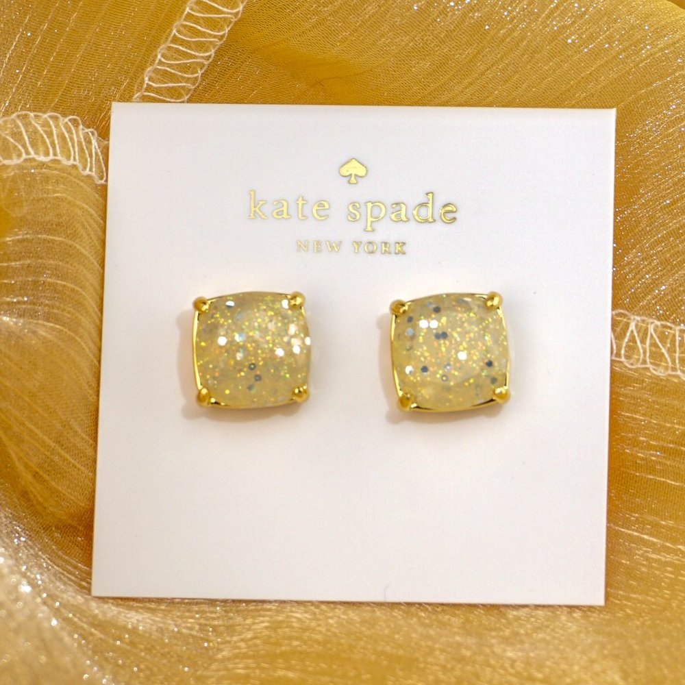 Kate Spade Small Square Stud Earrings in Opal Glitter
